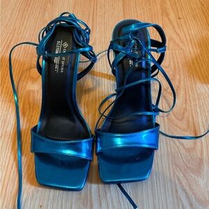 Call It Spring Shiny Blue Strappy Heels
